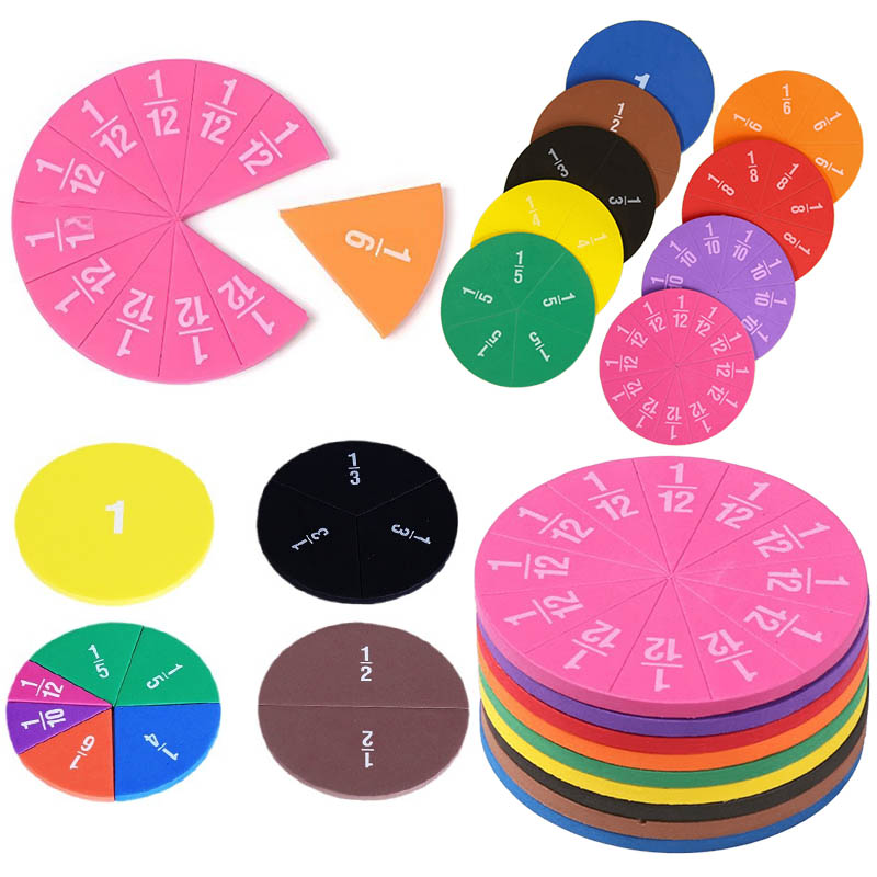 Party Games School - Kolorowe okrągłe dyski do nauki ułamków,